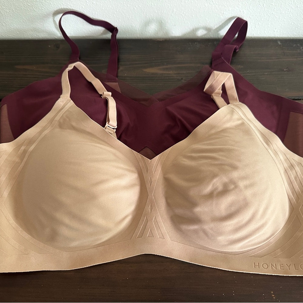 Honeylove Beige and Maroon Silhouette Bra Bundle - NWOT